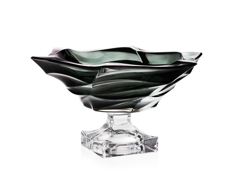 Flamenco footed shallow bowl 330 Grey Smoke